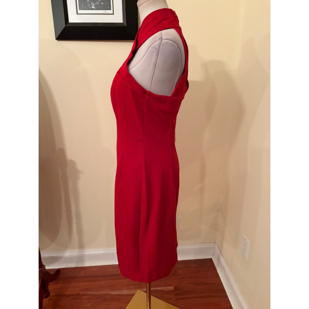 Reiss Zaira Bodycon Dress Crimson Red Halter Cocktail 6 NEW - Picture 8 of 10